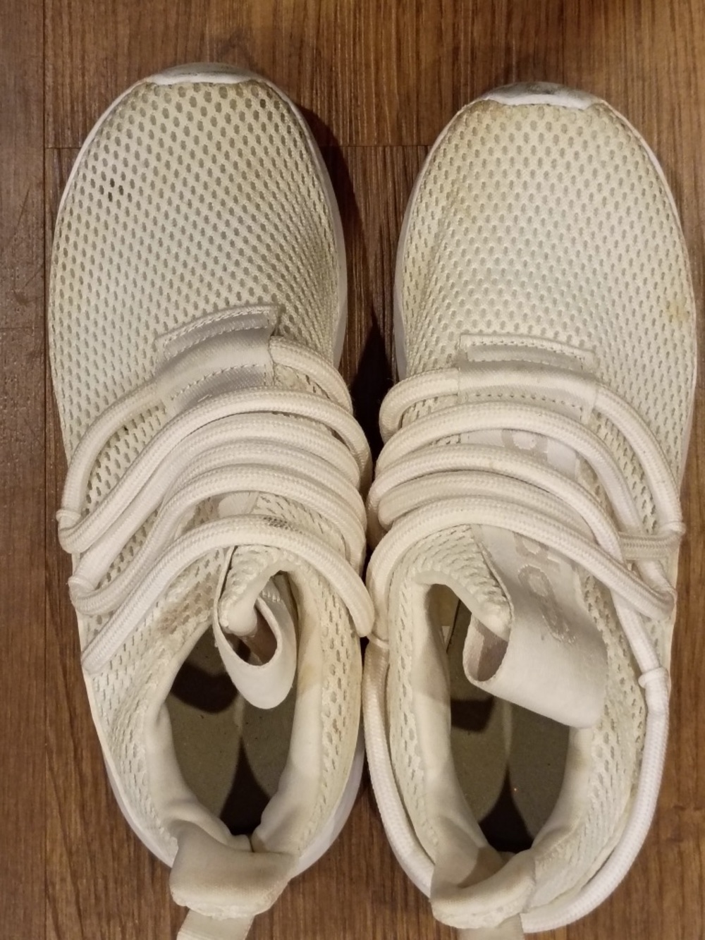 Adidas Kids White Mesh Sneakers Size 1 (EU 32) Lightweight Athletic Shoes - Picture 5 of 7